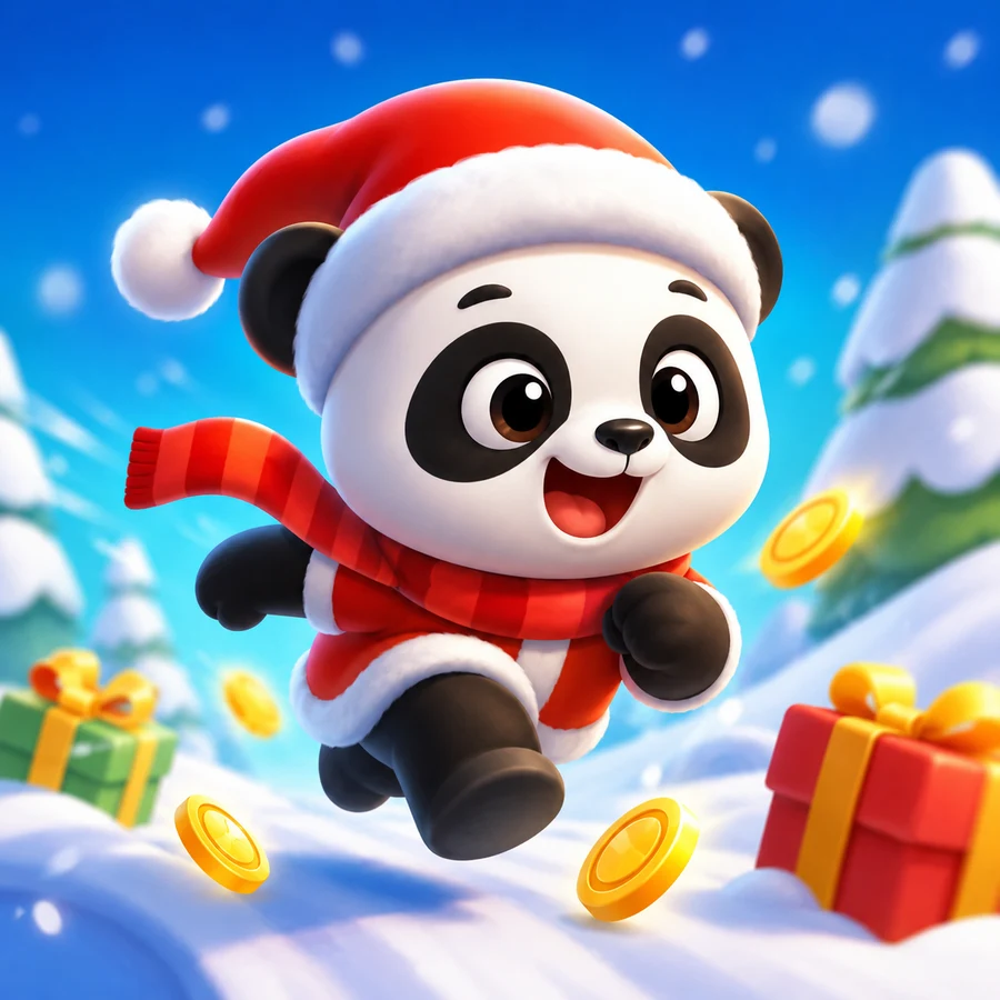 ภาพปกเกม หมีแพนด้าวิ่งฉลองคริสต์มาส